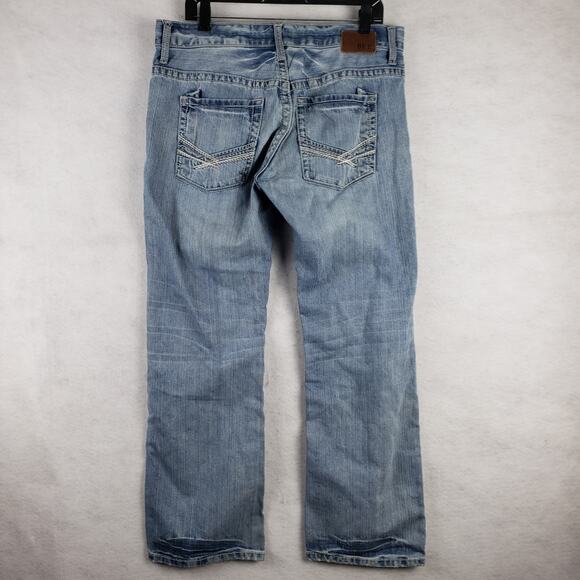 Buckle BKE Men's 34 Short Carter Bootcut Jeans Light Wash Denim 100% Cotton - Picture 10 of 14